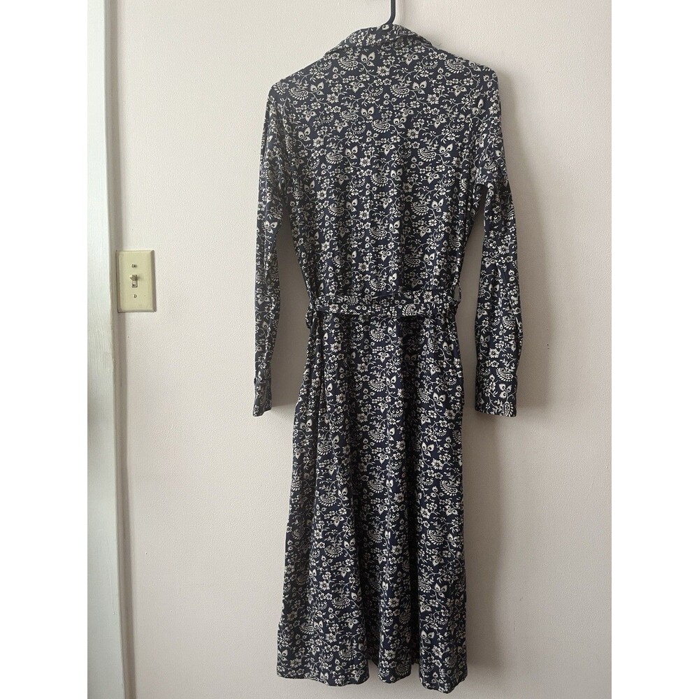 Fat Face Cotton Shirt Dress Navy Floral Tie Waist Midi UK 10 US 6 - Picture 4 of 13